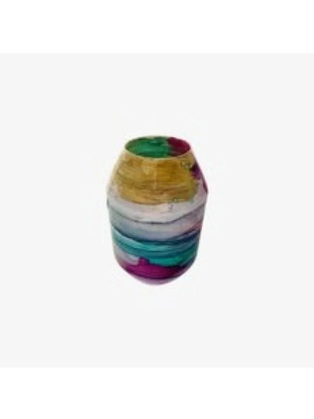 Vase Hand Painted Art Glass Jewel Tones Teal Magenta Gold